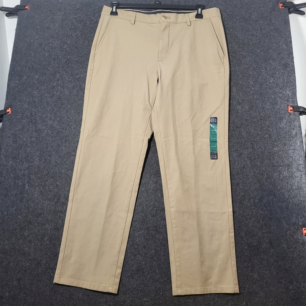 Jos. A. Bank Tailored Fit Chino Pants Mens 34x29 Tan Khaki Flat Front NEW